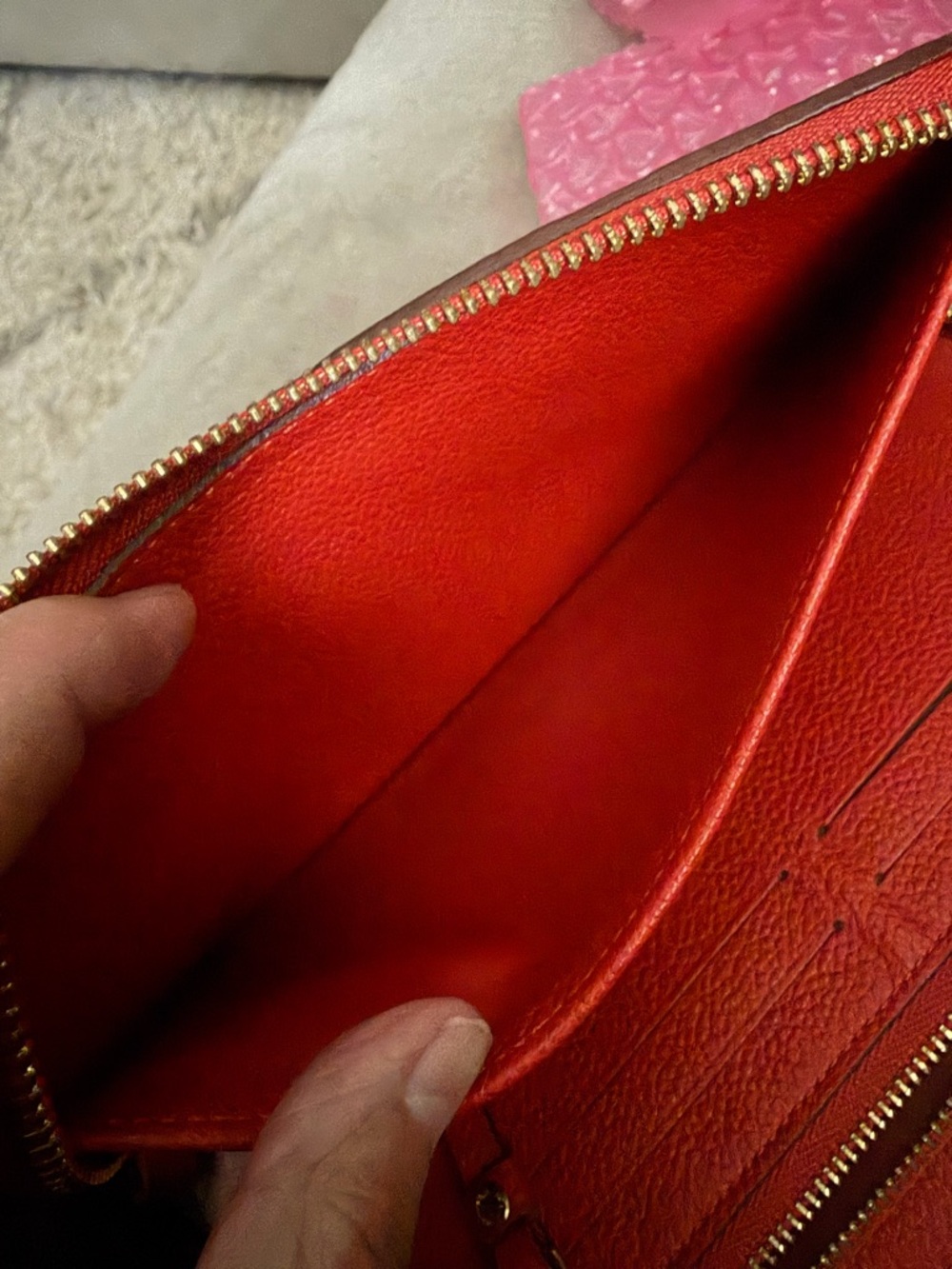 Louis Vuitton - Coral Red Monogram Empreinte Zippy Wallet - Picture 15 of 16